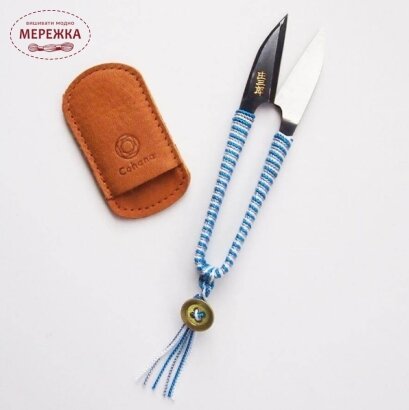 Ножиці-кусачки Cohana для ниток Shozaburo з шовковою тасьмою Iga Blue фото