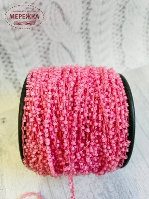 Фото шнур плетений, бісерний, колір рожевий