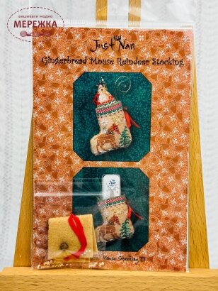 Фото JustNan Схема Gingerbread Mouse Reindeer Stocking JN305